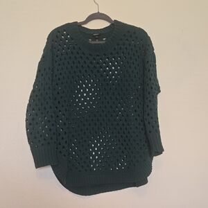 torrid Dark Green Open-Knit Scoop-Neck Sweater